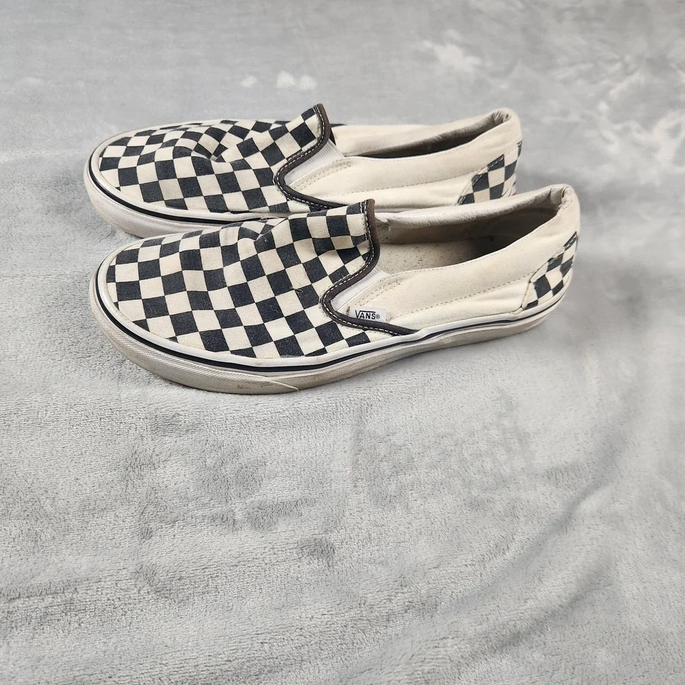 Vans Classic Slip-On Checkerboard Black White Skate Shoes Men's Size 9 Casual